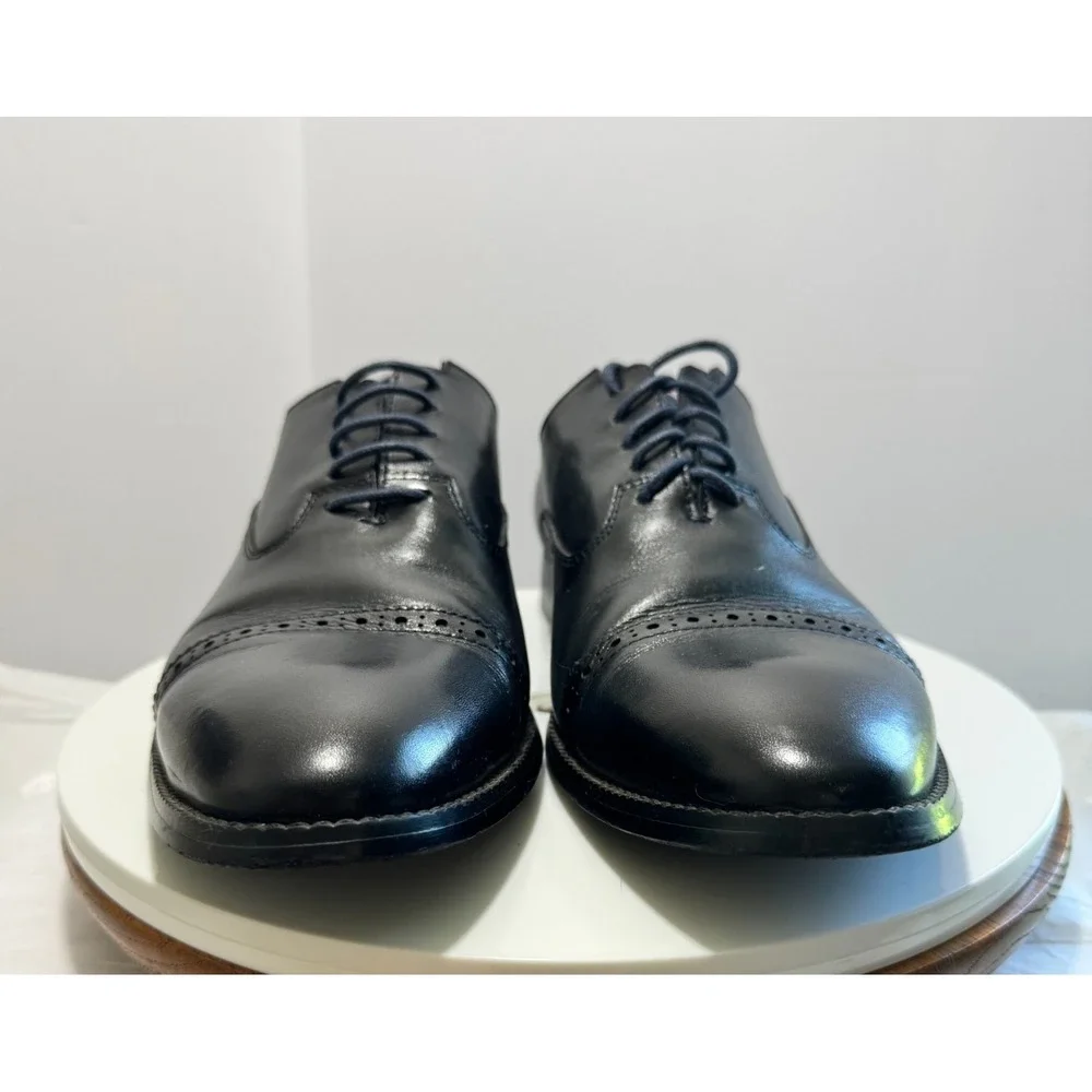 Vintage Foundry Co. Leather Business Career Cap Toe Oxfords Men 10 Midnight Navy